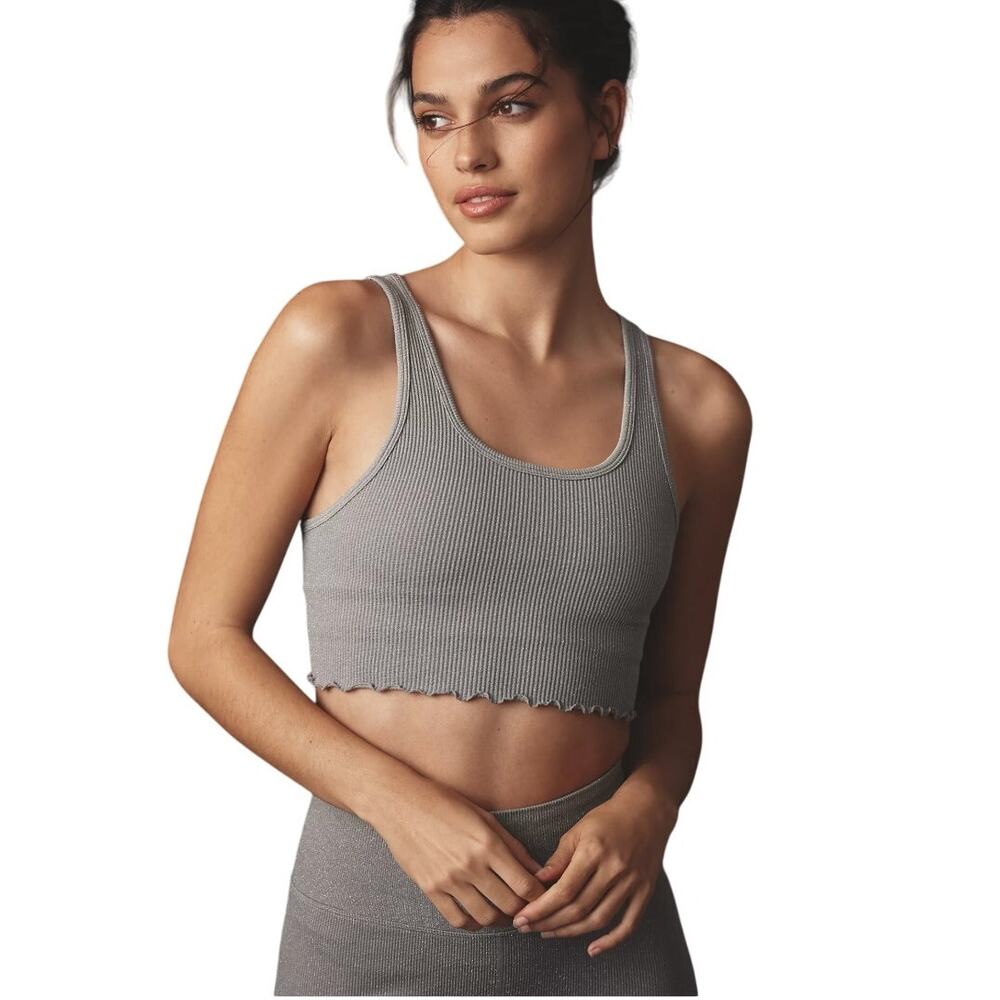 Spiritual Gangster Shimmer Ribbed Yoga Set Leggings Crop Tank XS/S